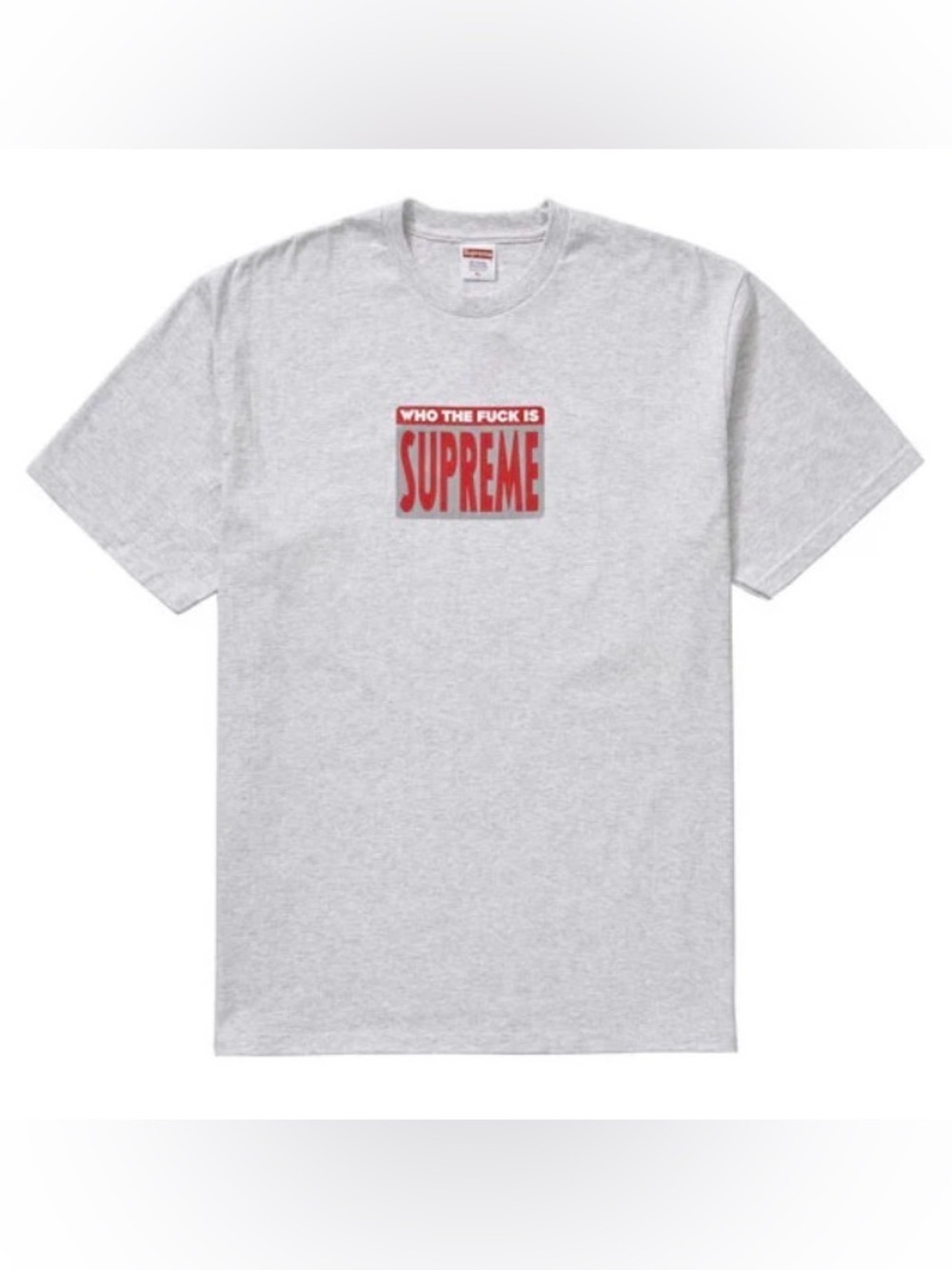 SUPREME Who the F@&$ is supreme light grey tee M
